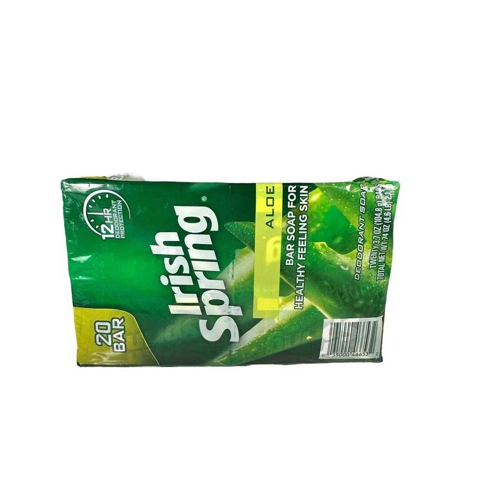 Irish Spring Aloe Soap 20 Pack Deodorant Bars No Linseed Old Formula‎ 74 oz